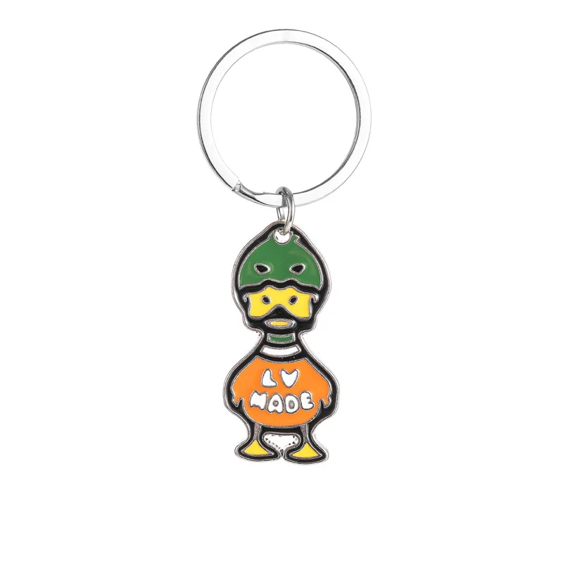 Lovely Enamel Duck Keychain Rings for Women Men Handbag Pendant Cartoon Animal Key Rings Car Key Holder DIY Jewelry Gift