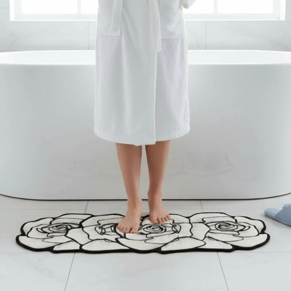 

Household Diatomaceous Earth Flower Shape Bathroom Mat Non-Slip Absorbent Door Mat Long Strip Quick-drying Floor Carpet Restroom