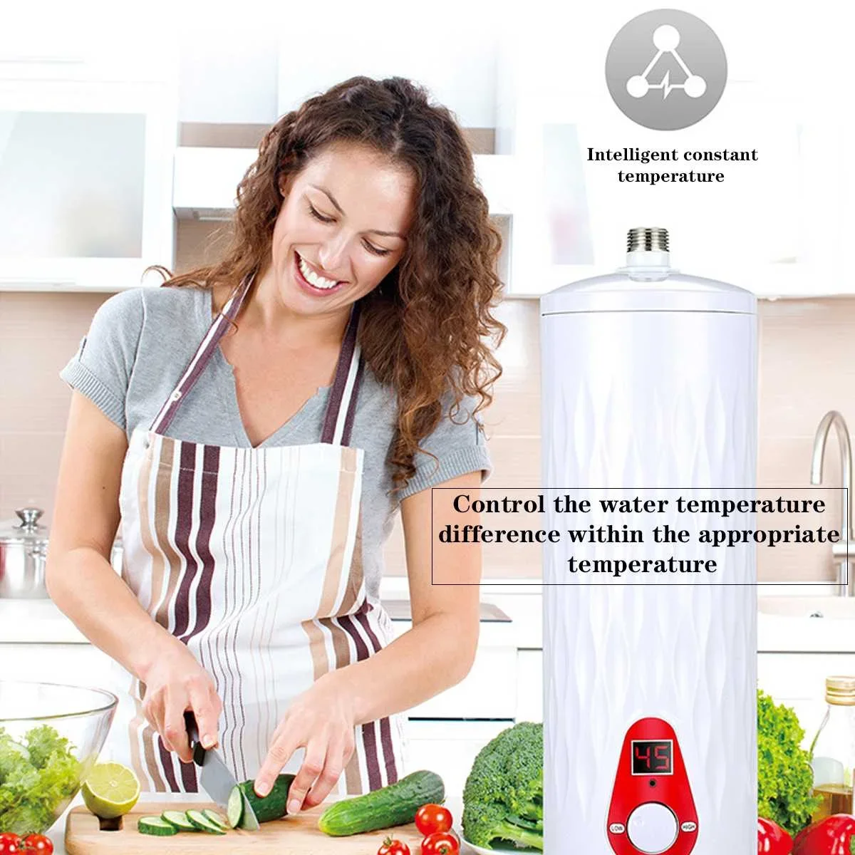 Calentador de agua eléctrico sin tanque, sistema de flujo de agua caliente, 3 modos, calentamiento rápido, 5500W, instantáneo, cocina, baño