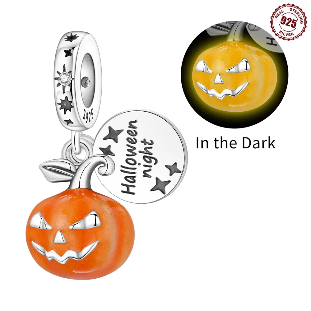 

Светящийся кулон в виде тыквы из стерлингового серебра 925 пробы для Хэллоуина, карнавала, ночи, гипоаллергенные серьги, вечерние женские серьги, подарок на день матери