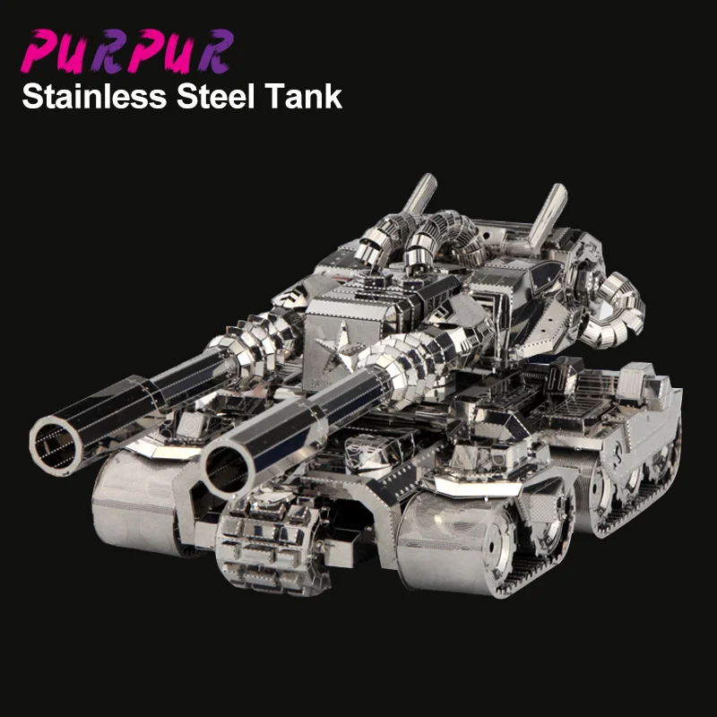 DIY Punk Stainless Steel Metal Assembled 3D Tank Model, Stress Relief Toys Gift for Boys