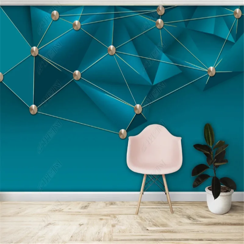 

3D Modern Minimalist Geometric Three-dimensional Metal Wallaper for Living Room TV Sofa Background Wall Papers Home Decor Mural