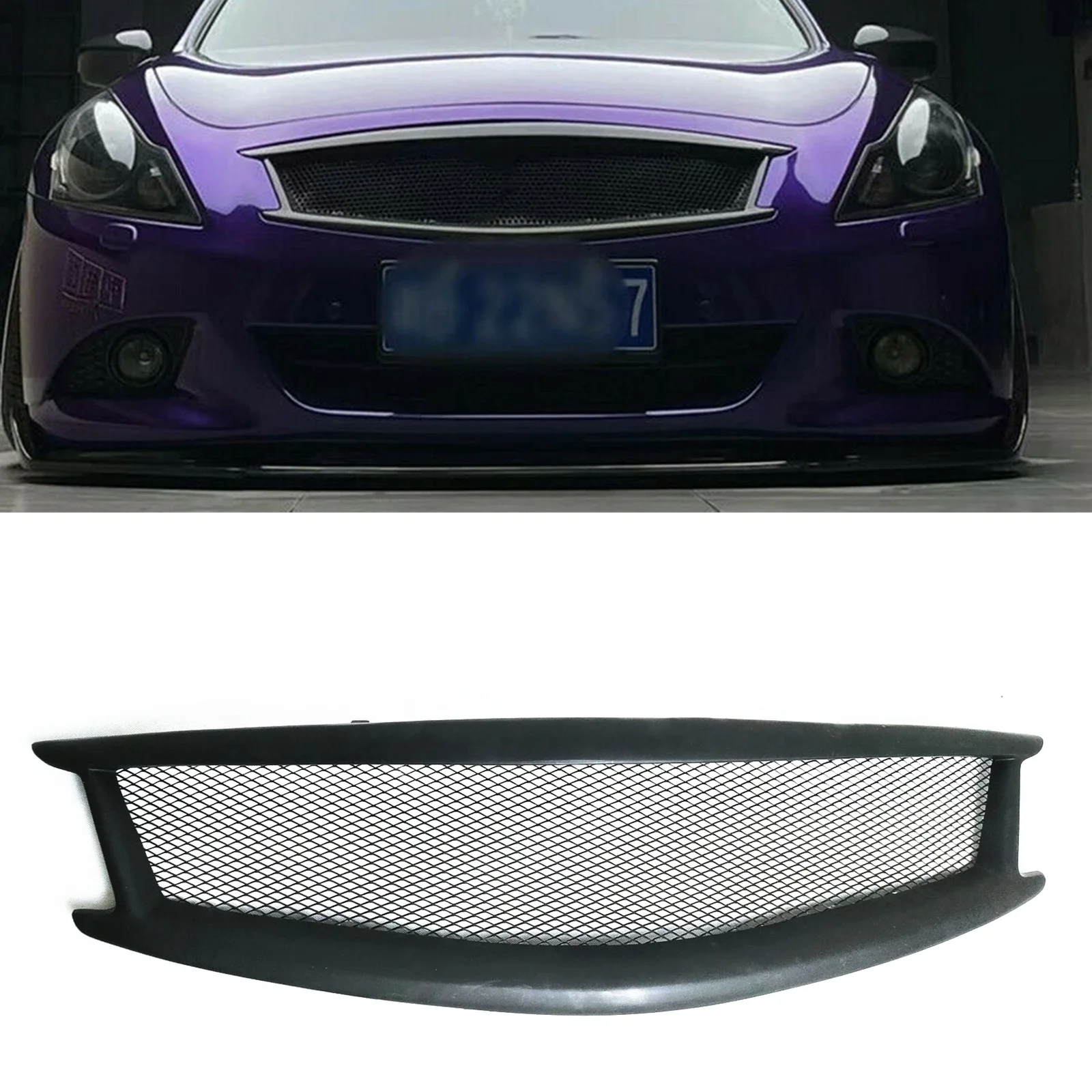 

New！ For Infiniti G G37 Nissan Skyline 2010-2014 Sedan 4 Door Front Grille Matte Black Car Upper Bumper Hood Mesh Grid Racing Gr