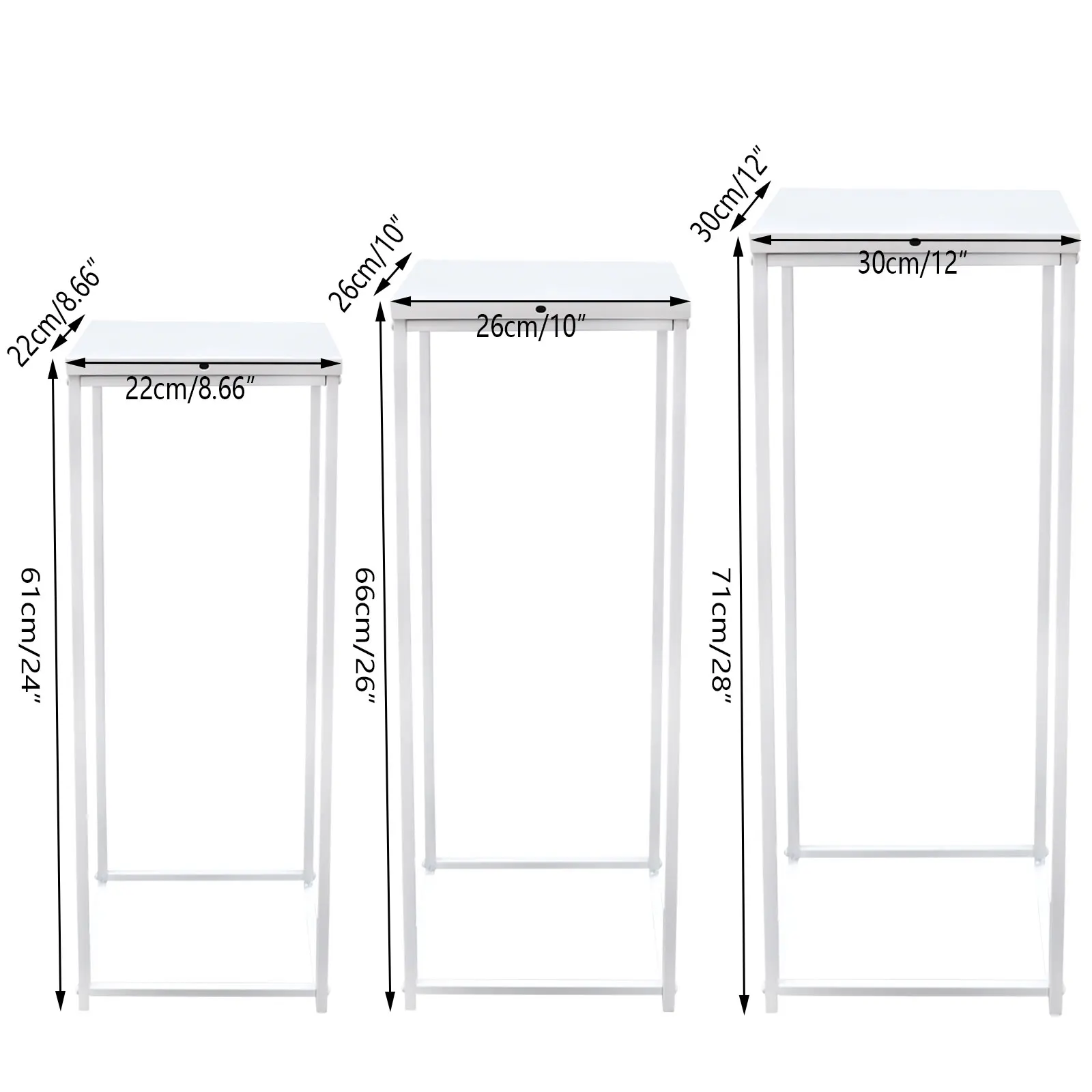 White Square Metal Stand Set of 3 Metal Stand Plant Flower Stand High Rack Flower Holder Wedding Living Room & Patio Decor