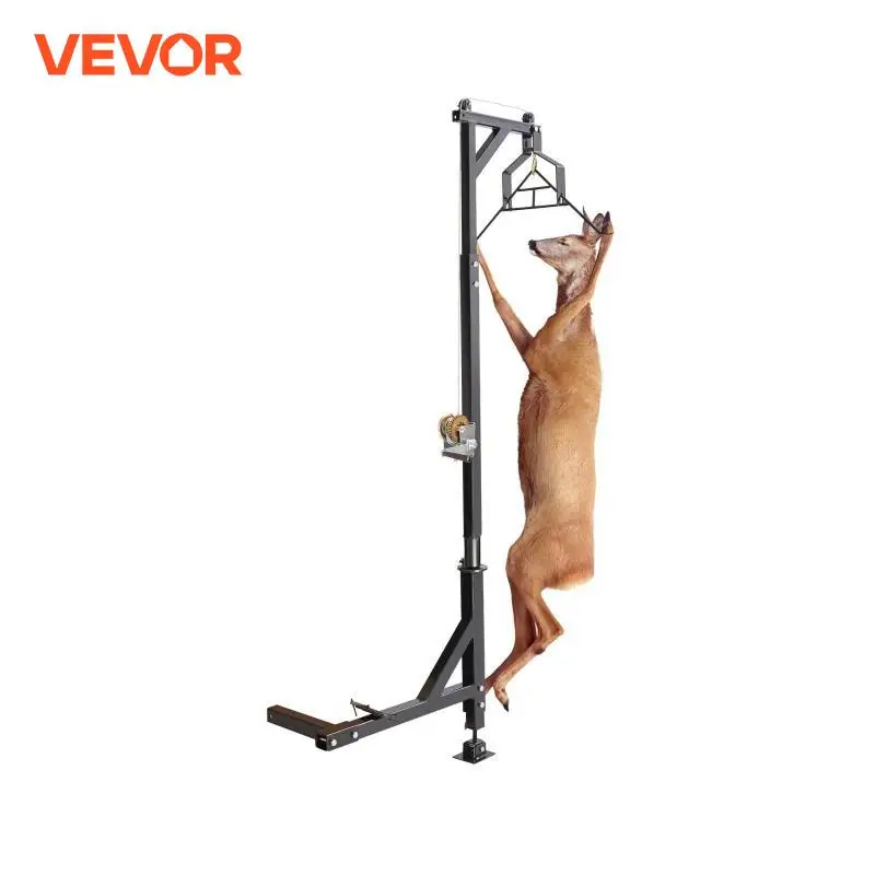 VEVOR 400/500 lbs Hitch Mounted Deer Hoist Adjustable Height Game Truck with Winch Lift Gambrel Set for Free Cargo Elevation