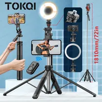 TOKQI Extendable Tripod with Bluetooth Remote,1/4'' Screw,Phone Holder,72inch Monopod for Smartphone Camera Projector brackets