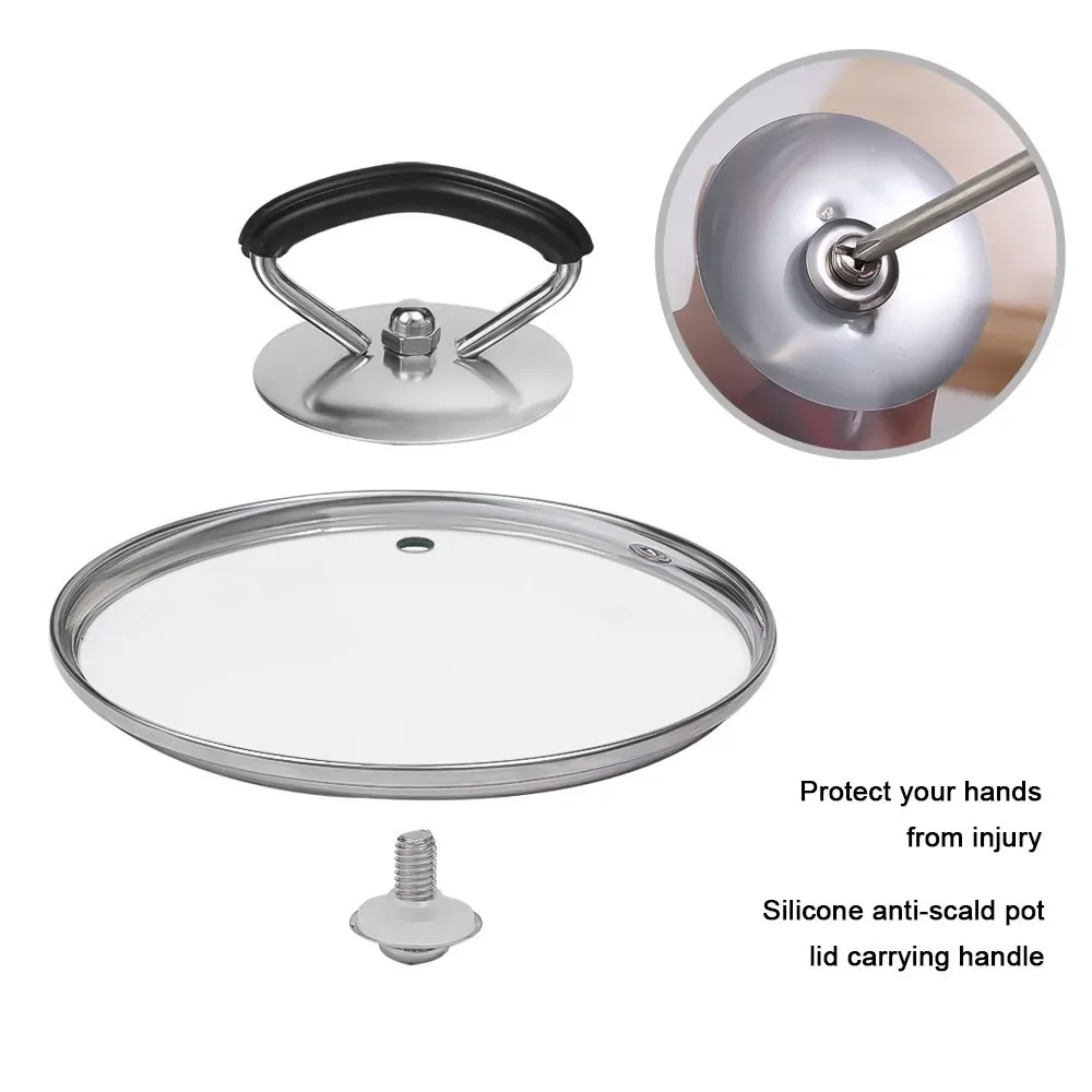 Universal Pot Lid Handle Stainless Steel Plastic Lid Knob Heat Resistant Anti Scald Pot Cover Grip Replacement Handle