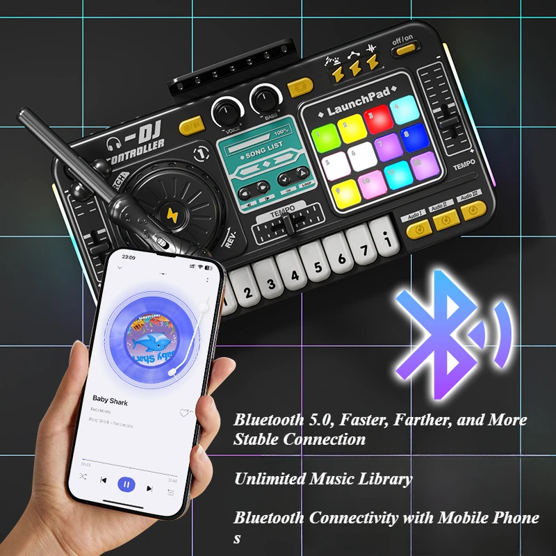 Simulazione giocattolo musicale per bambini Controller mixer DJ Organo elettronico multifunzionale Lettore DJ Giocattolo di intrattenimento Regali di Natale