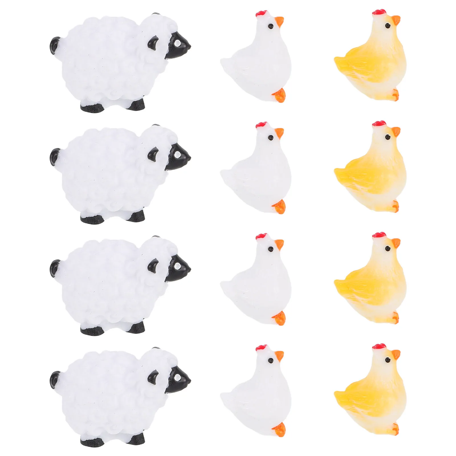 

1 set 1 Set Miniature Landscape Sheep Chicken Figurines Resin Garden Ornaments Outdoor Decor Farm Animal Statues