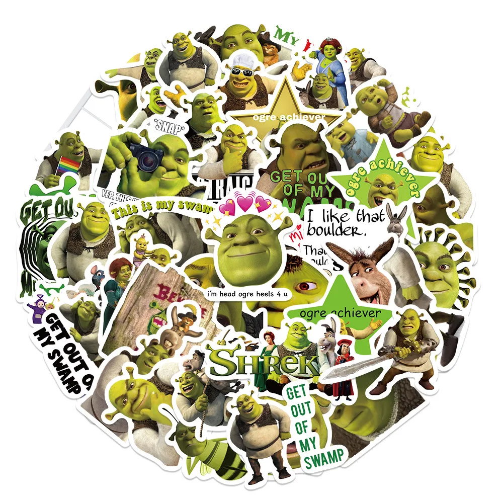 52pcs Cartoon Monster Shrek Graffiti Sticker DIY Suitcase Laptop Suitcase Guitar Star Sticker Waterproof Decals