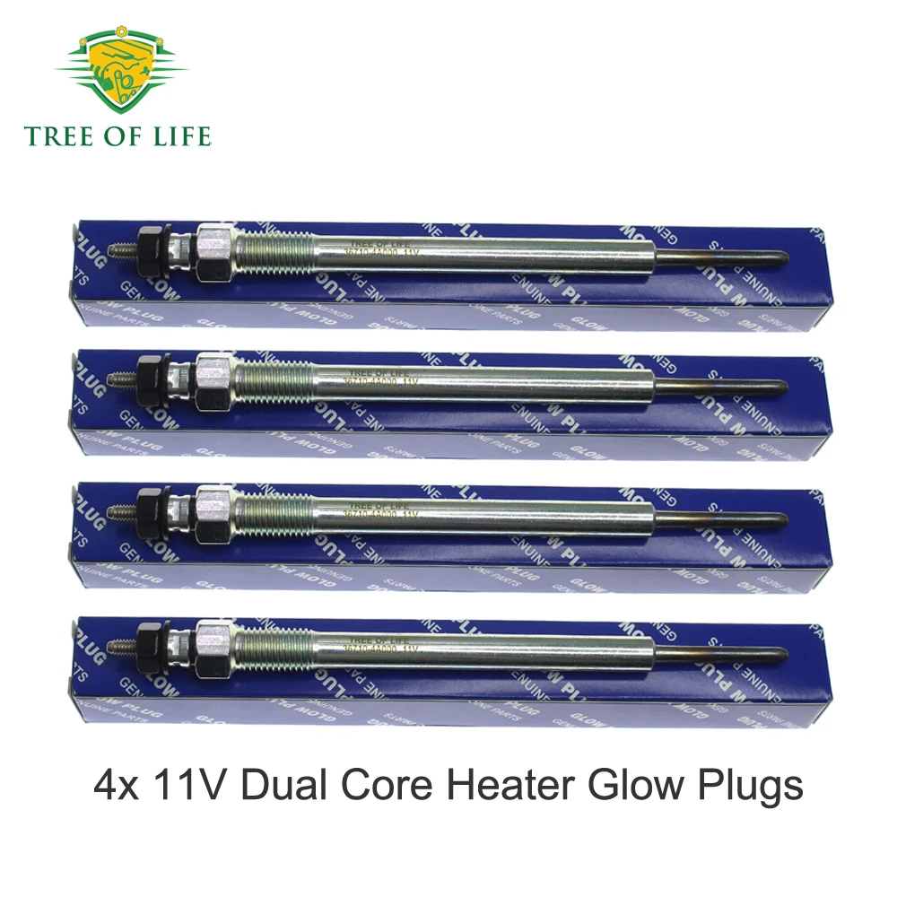 4x 11V Glow Plugs 36710-4A000 For HYUNDAI H1 I800 ILOAD Porter II H100 H350 KIA SORENTO K2500 D4CB Engine 2.5CRDI 36710-4A710