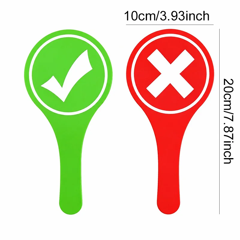 5PCS Double Sided Yes No Handheld Paddles Red Green Check Cross Signs for Travel Food Check In Quiz Vote Office Meeting ZYF