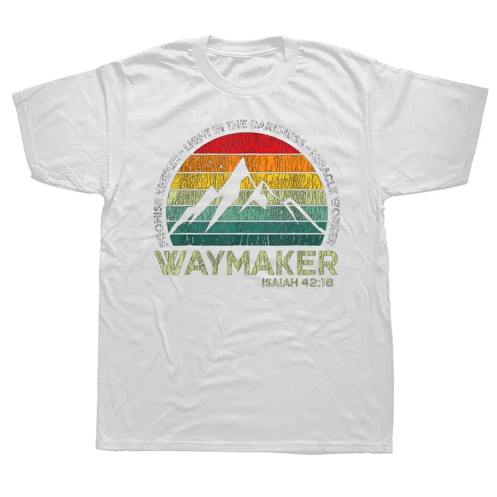 متعة الرجعية Waymaker وعد حارس عامل المسيحية القطن الشارع الشهير قصيرة الأكمام يسوع هدية تي شيرت ملابس للرجال بلايز #1