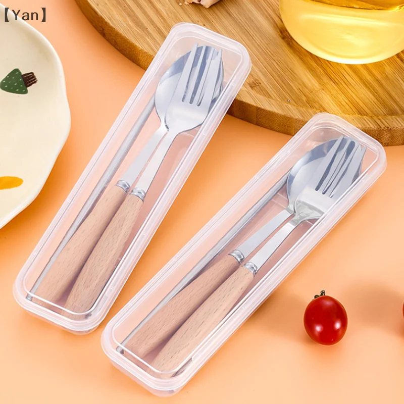 1/2/3 個ステンレス鋼食器木製ハンドルスプーンステーキナイフフォークティースプーン家庭用キッチン食器キッチンツール