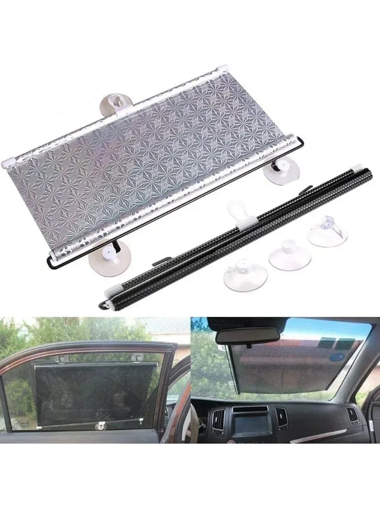 One Suction Cup Sunshade Roll Sunshade Foldable Car Windshield Curtain Concealed, Sun Proof,Wind Proof, Environmentally Friendly
