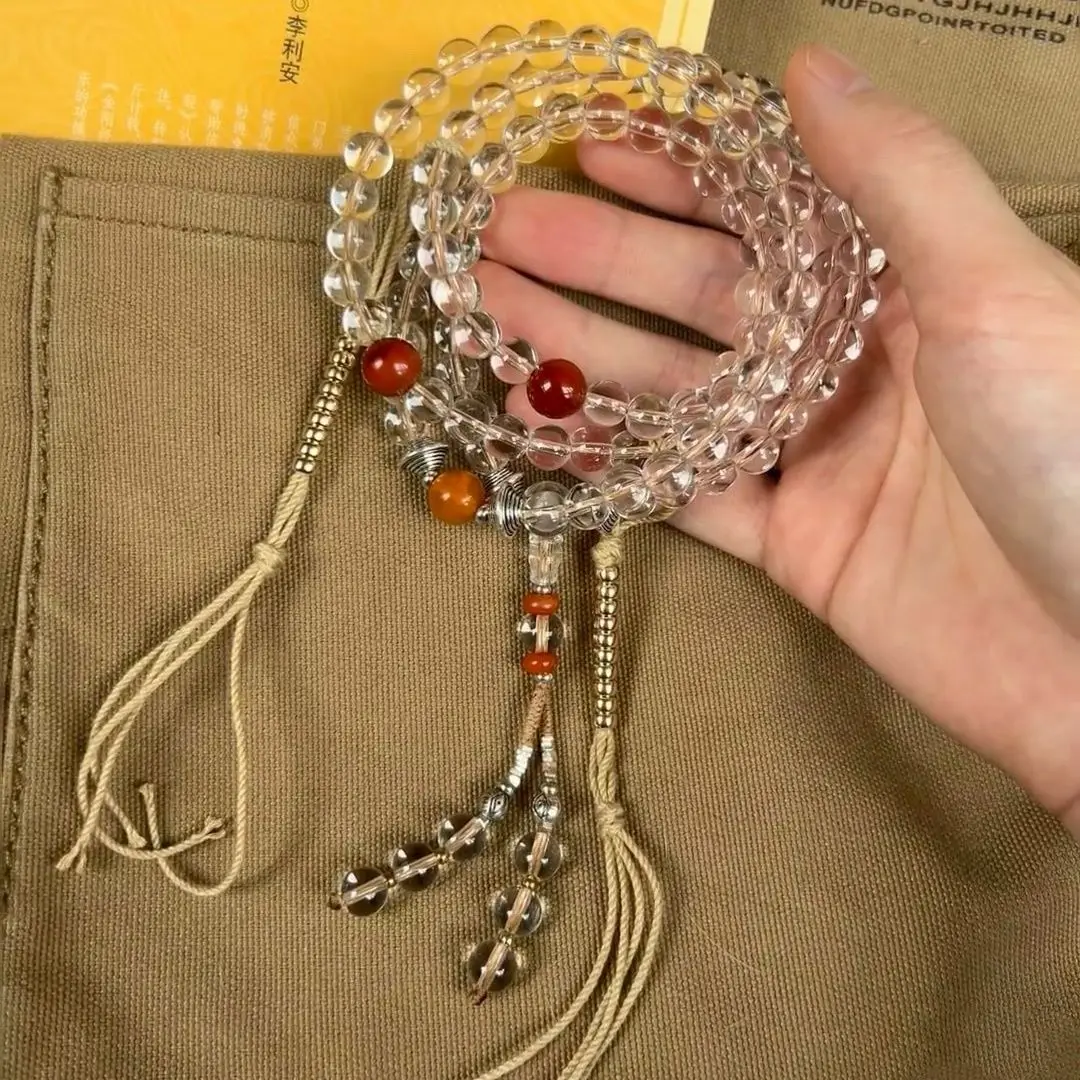 108 natural white crystal Buddha beads handheld men's and women's bracelets necklaces messenger chains and jewelry for friends