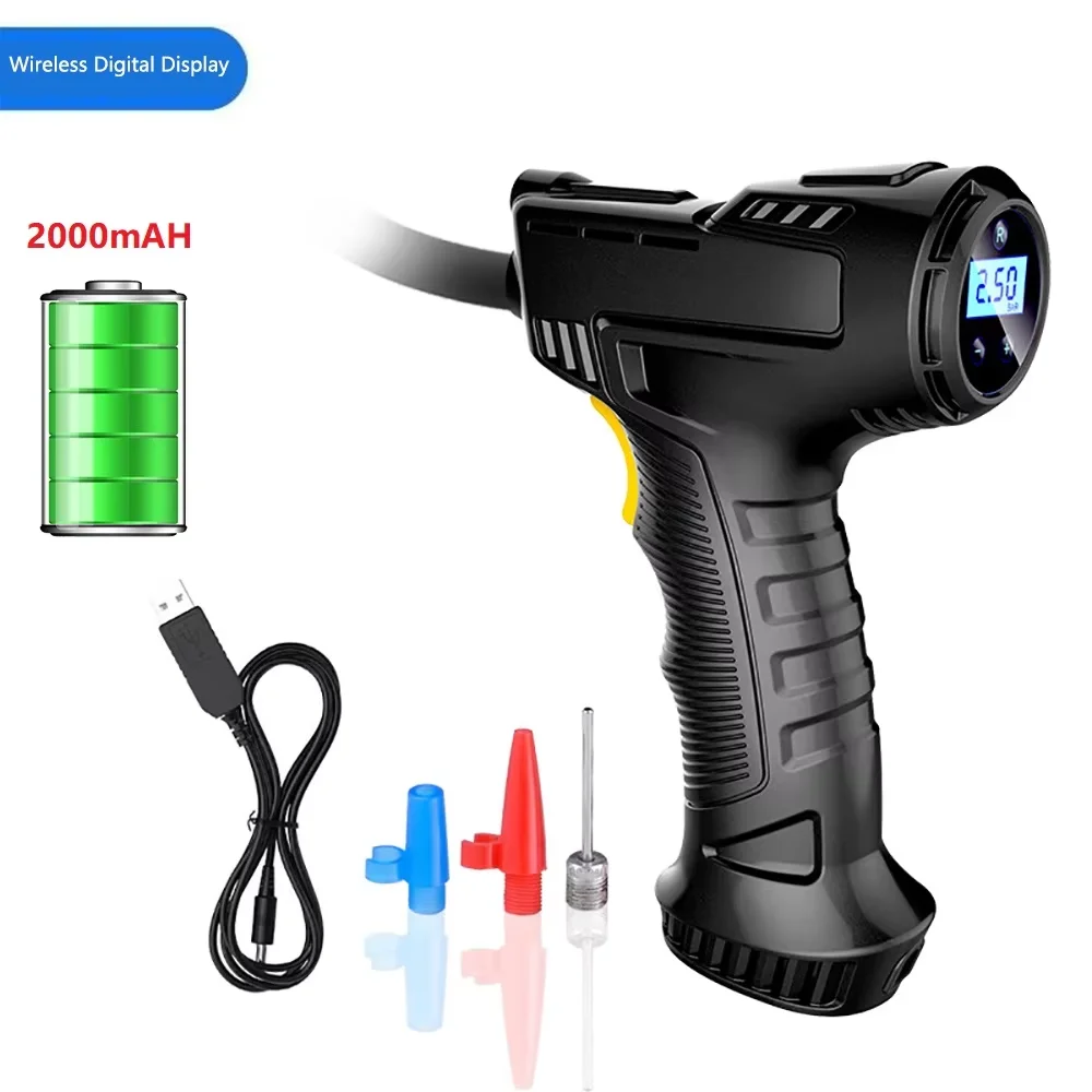 Compresor de aire para coche, bomba inflable recargable inalámbrica/con cable de 120W, inflador Digital de neumáticos para bicic