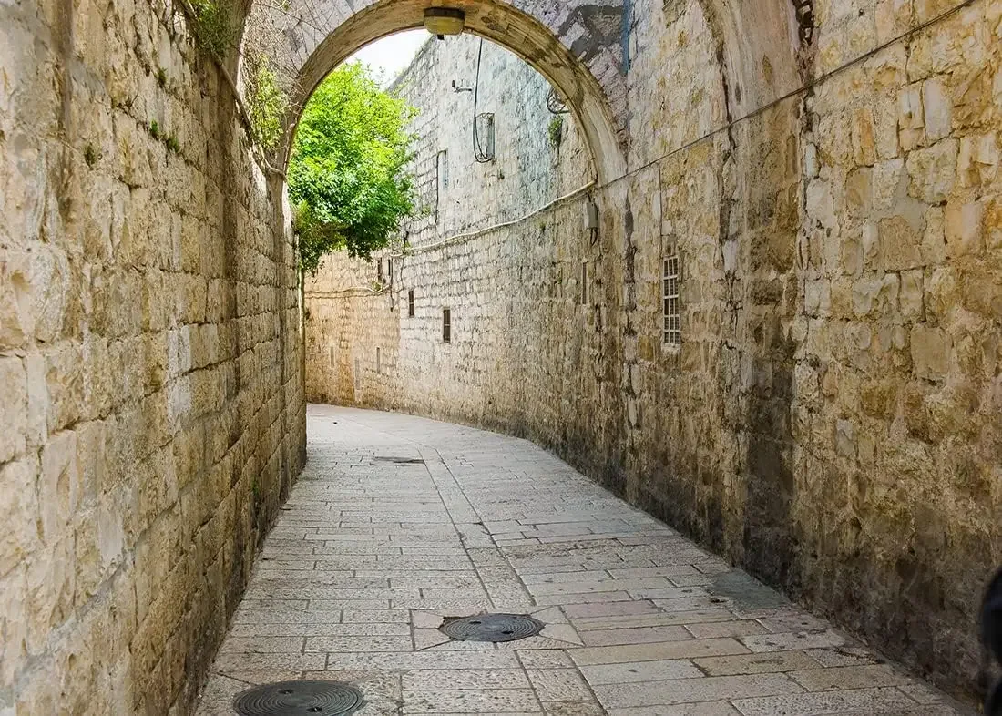 

Israel Jerusalem Old City Street Dolorosa Avenue Ancient Street Stone Wall Party photo background photography backdrop studio