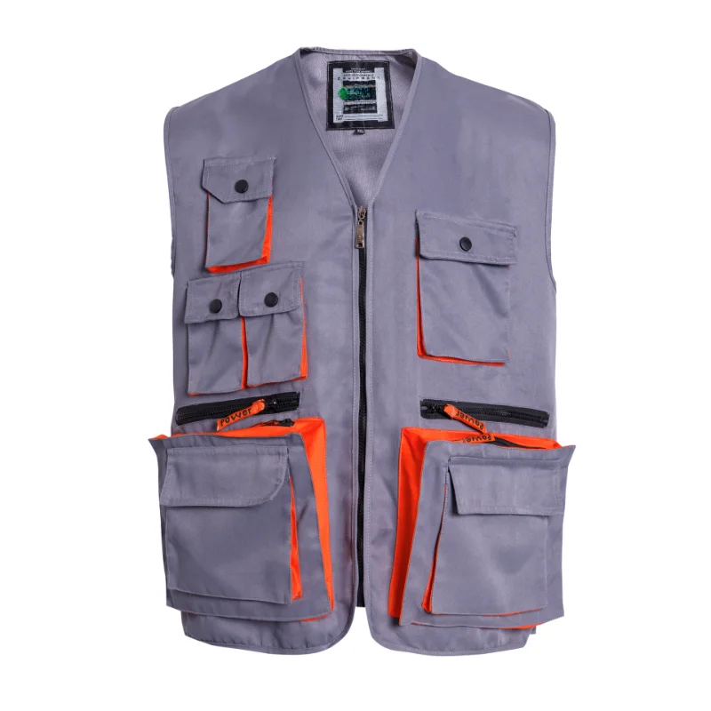 Outdoor Multifunctional Photography Mountaineering Director Multi-pocket Fishing Vest Men‘s Work Cargo Vest - Grey