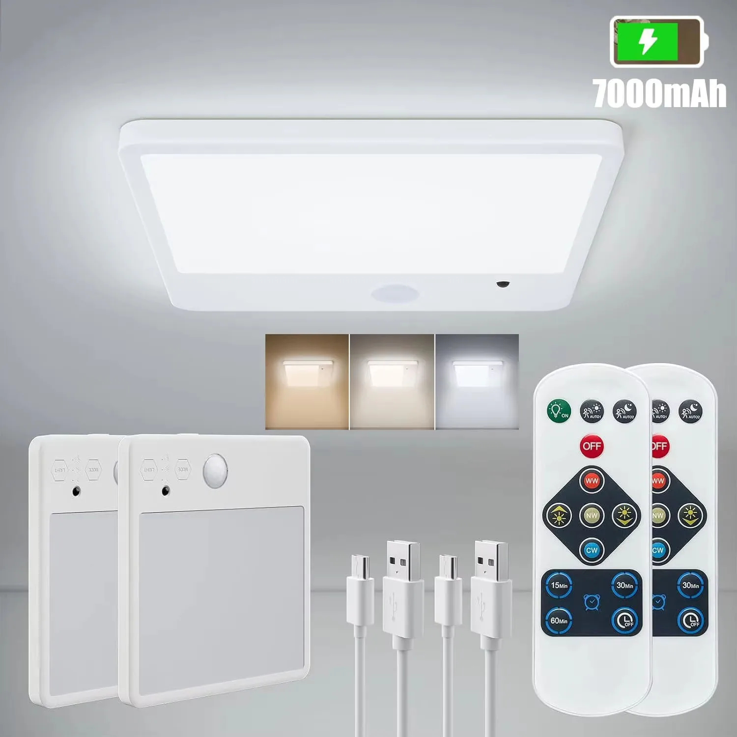 

LED Ceiling Lights With Motion Sensor Ceiling Lamp 3 Colors Rechargeable For Bathroom Stair Loft Garage Lighting