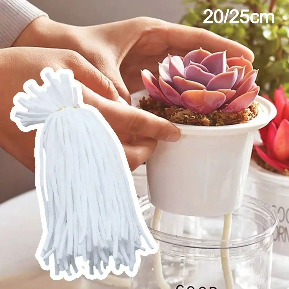 100PCS Drip Irrigation Absorbent Cotton Rope System Washable 20/25cm Watering Wick Cord Garden Device Self-Watering