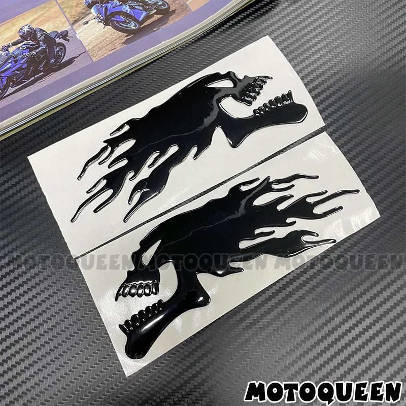 3D Flame Skull Head Vintage Motorcycle Car Styling Label Emblem Gas Fuel Tank Pad Helmet Decor Decals Stickers For Harley BMW 6