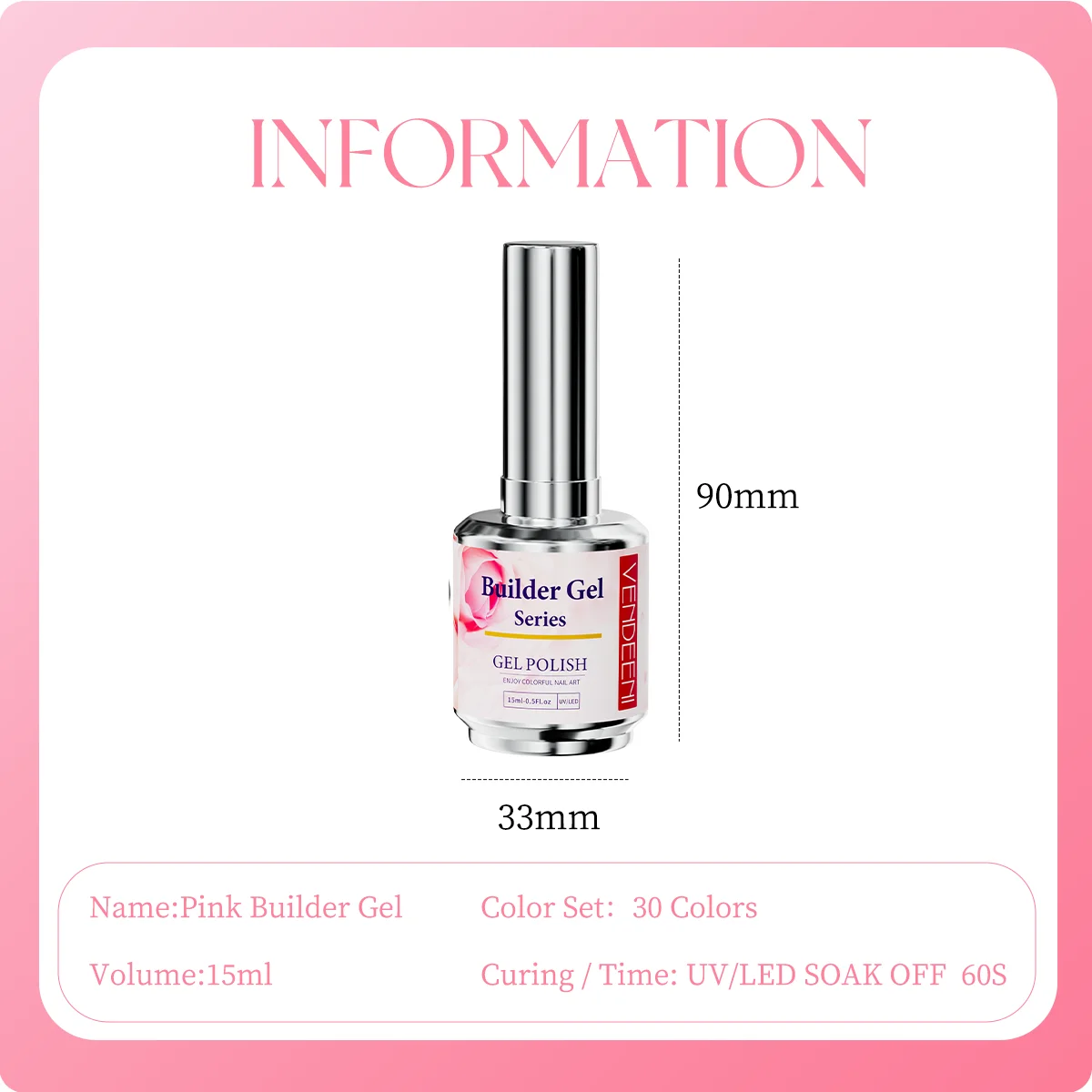VENDEENI 2026 New 30 Colors pink Build Gel Set High Quality HEMA&TPO Free Non-toxic UV Gel for Salon DIY ODM/OEM Wholesale