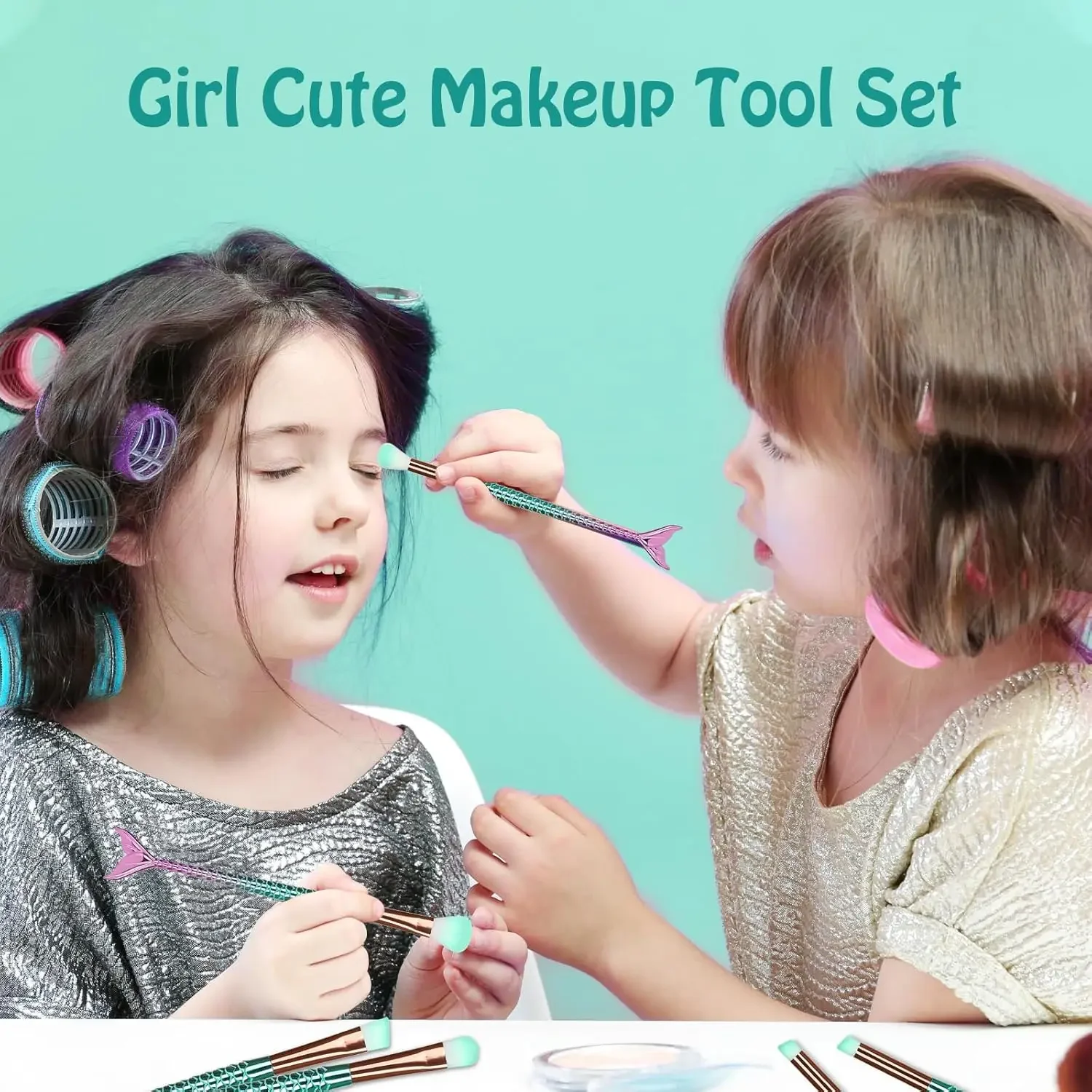 10/11-Piece Mermaid Makeup Brush Set – Creative & Cute Cosmetic Kit for Girls, Perfect Birthday Gift