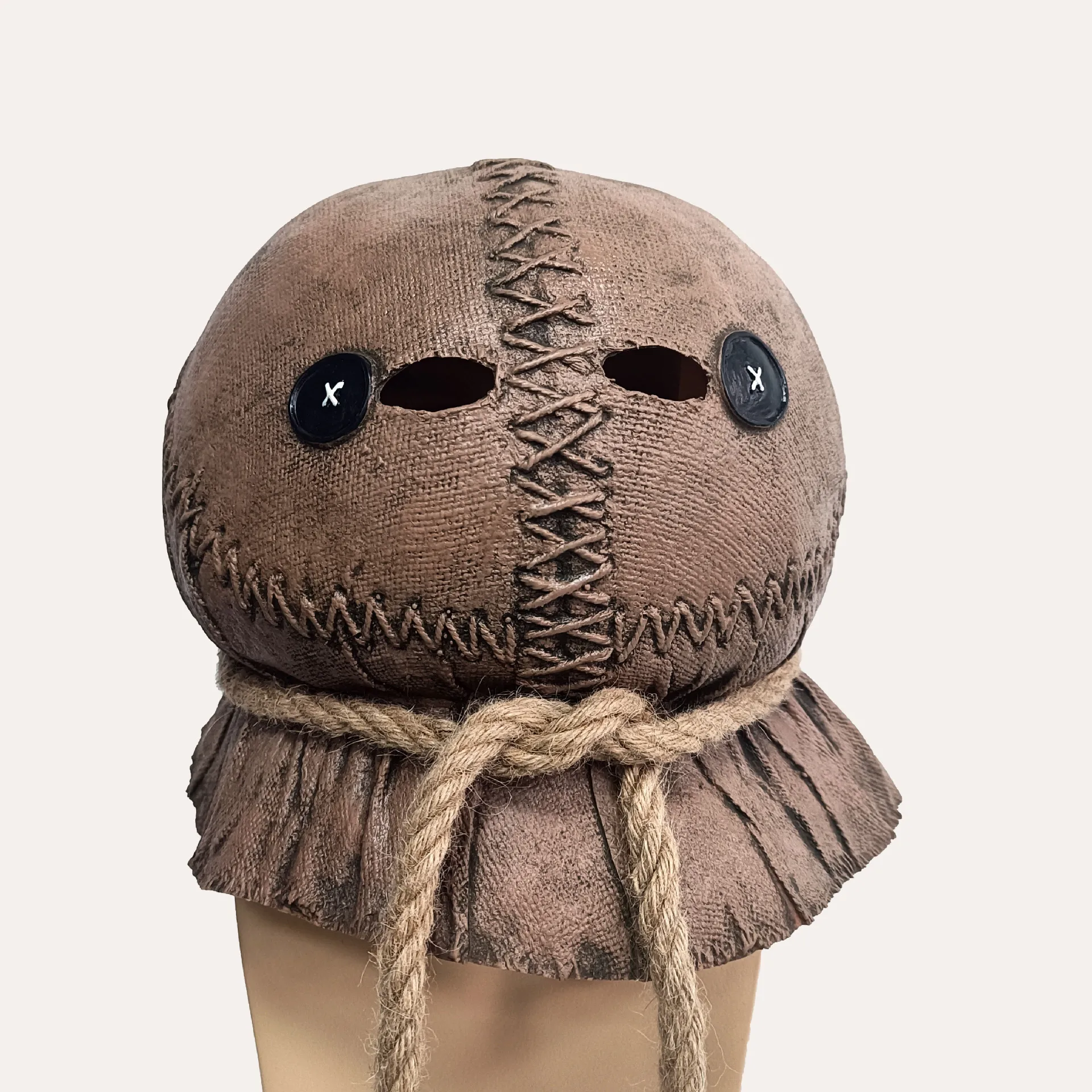 Vollkopfmaske aus Latex mit Jute-Textur, Horror-Charakter-Kopfbedeckung für Erwachsene, Halloween-Cosplay-Requisiten – Detail 1
