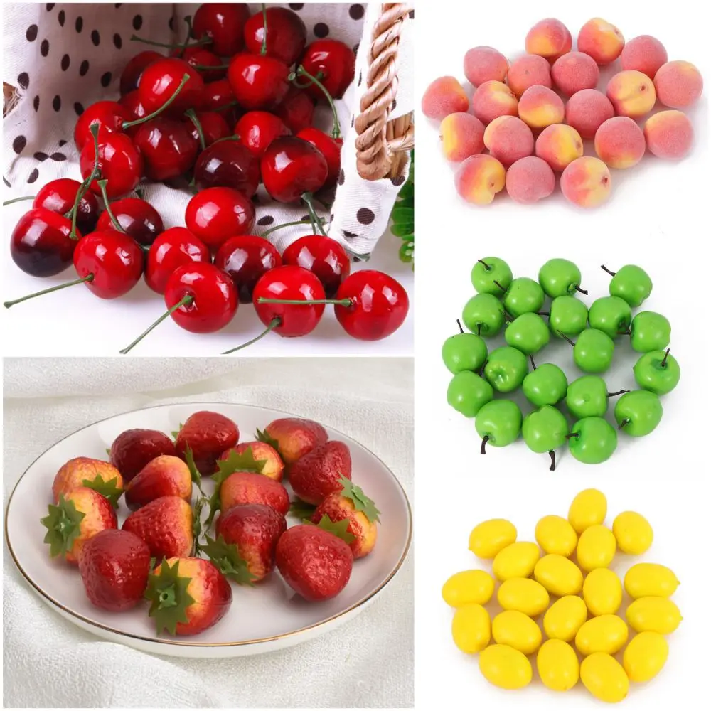 20PCS Multicolor Simulation Fruits Vegetables Plastic Photography Props Food Model DIY Accessories Fake Cherry Lemon Patoto
