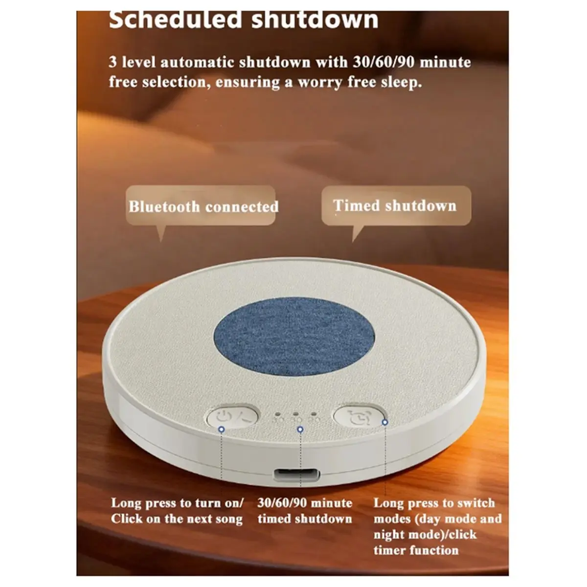 Портативная Bluetooth-колонка DTC5 Mini: Ультратонкий саундбар с белым шумом и звуками природы, музыкальный плеер с таймером отк