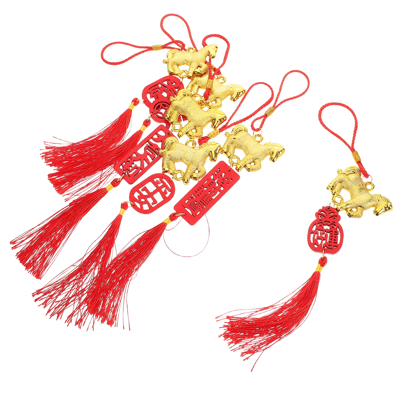

6pcs Horse Year Pendant Decorations Lunar New Year Hanging Ornaments For Home Office Party Front Door Chinese Style Spring
