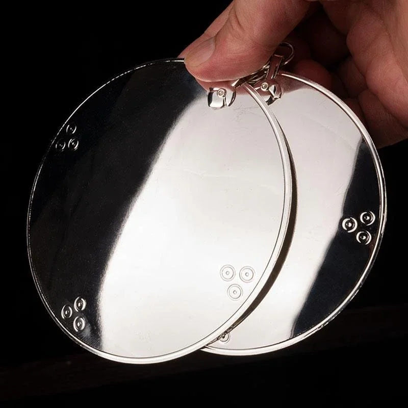 Silver Tibetan Polishing Furnishing Mirror Alloy Handicraft Auspicious Buddhism Gossip Mirror Indoor Altars Hanging Decorative