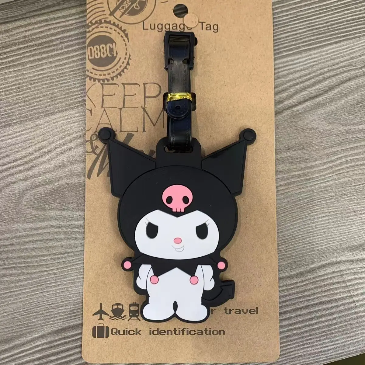 Etiqueta de equipaje de dibujos animados de Sanrio, etiqueta portátil de PVC de Kuromi Cinnamoroll Hangyodon, accesorios de viaje