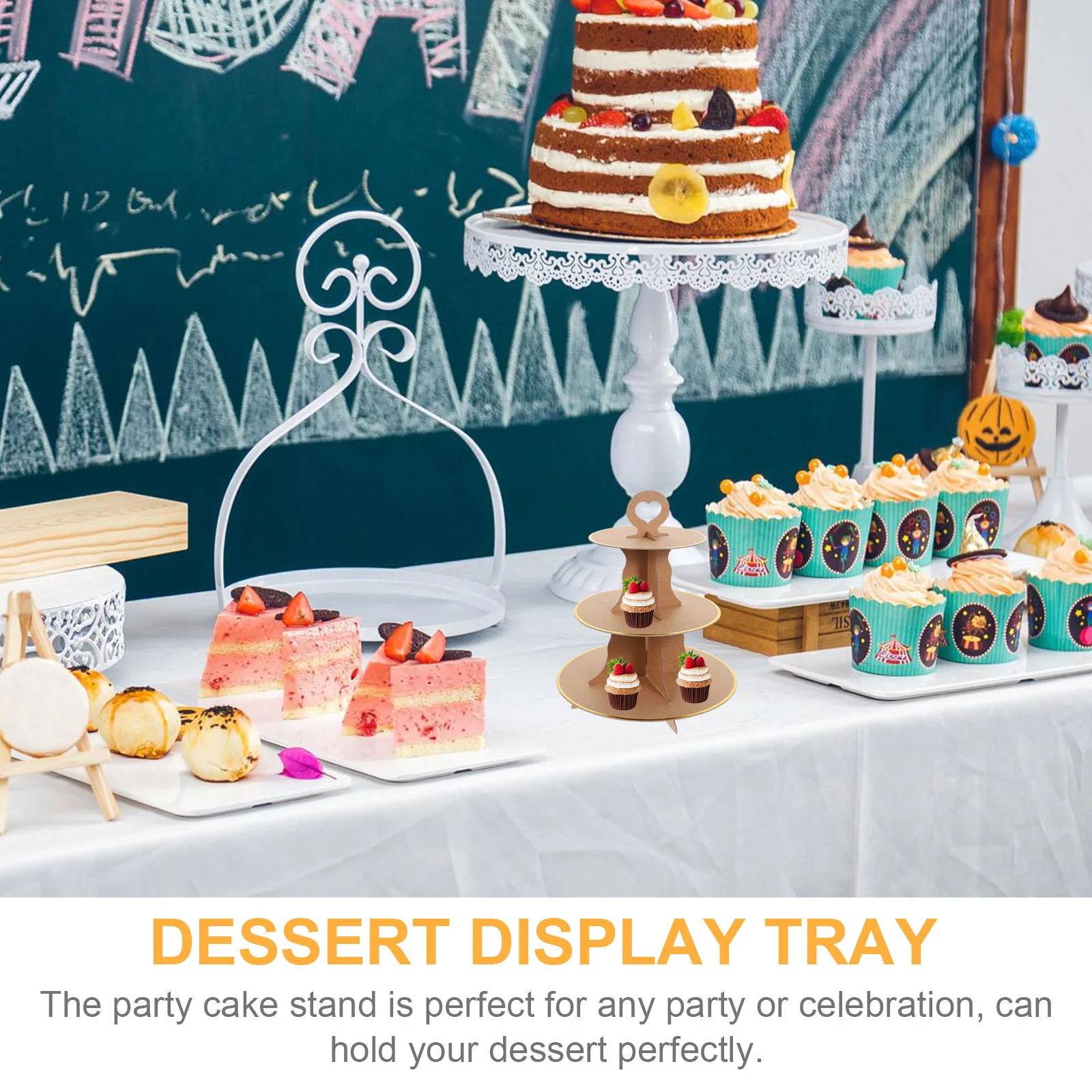

2Pcs Cake Stand Paper Cupcake Holder Multi-Tier Cake Display Rack for Wedding Birthday Party Dessert Storage Tower