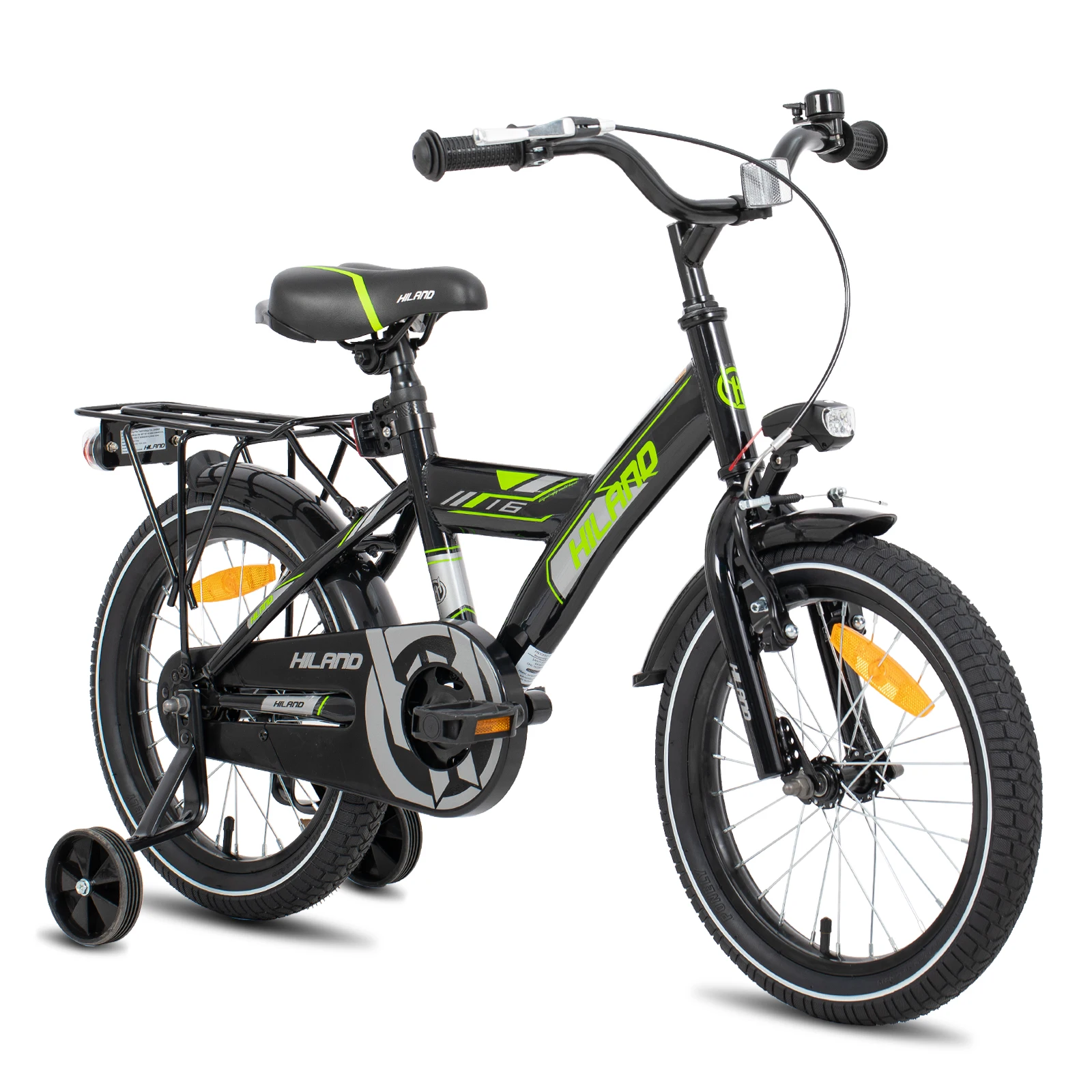 Bicicleta infantil HILAND para meninos de 4 a 7 anos, crianças e crianças, bicicleta infantil de 16 "com rodas de treinamento e rack traseiro, bicicleta infantil de 16 polegadas