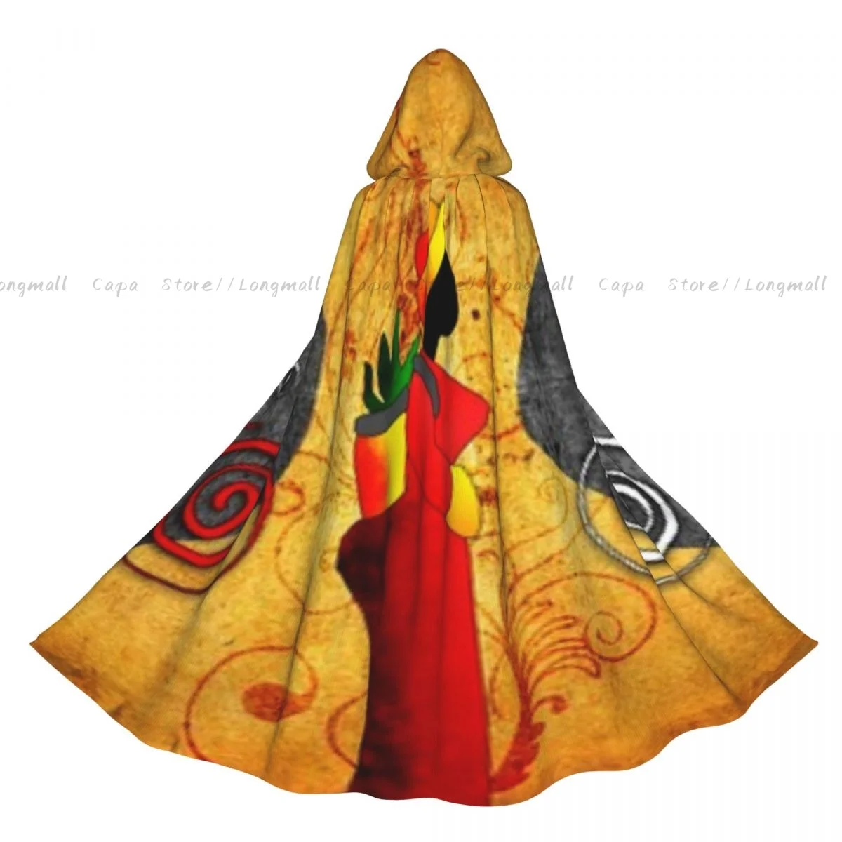 Adult Surrounded By The Swirling Motifs Of Savannah Carrying Package Artwork Cloak Cape Medieval Costume Full Length Dress Coat