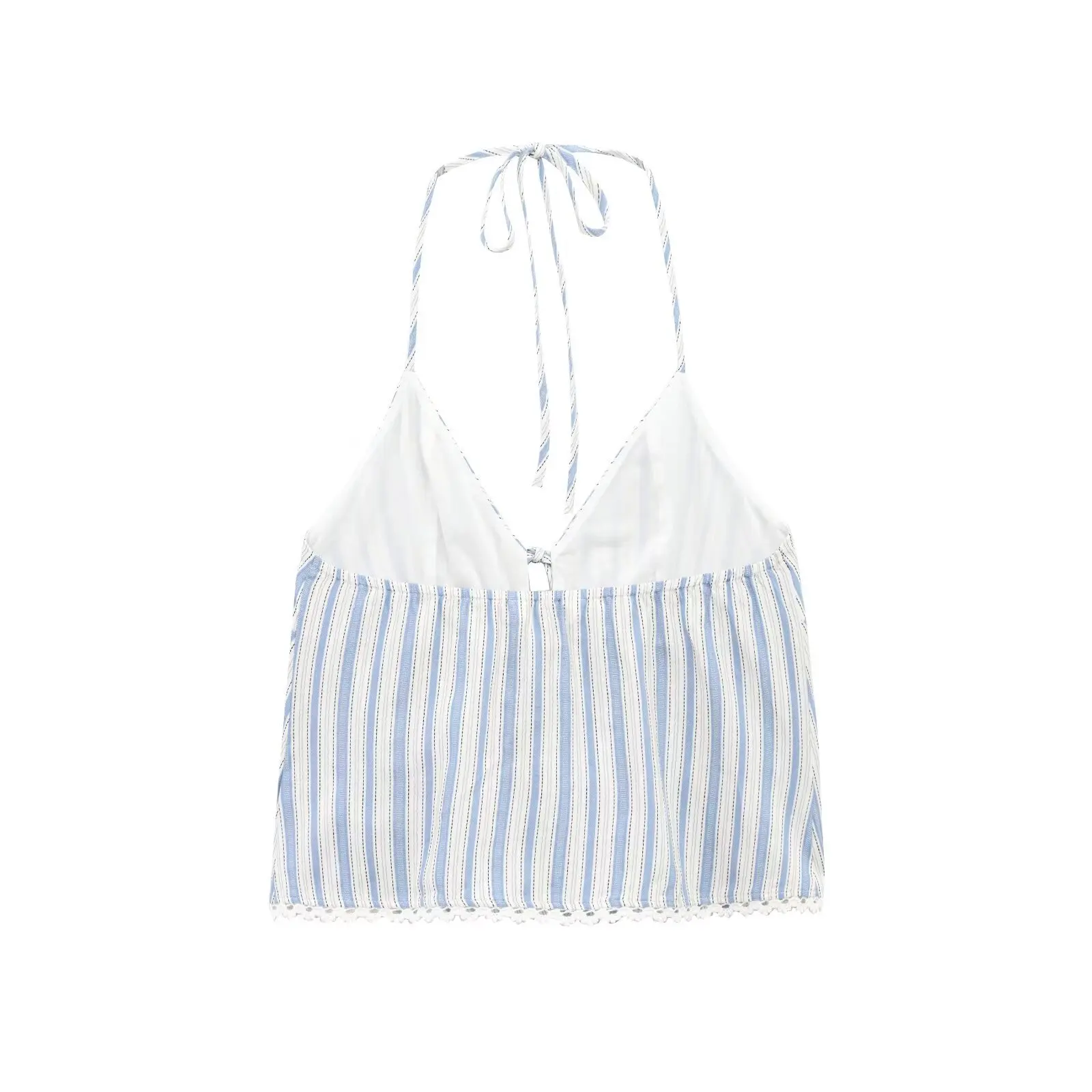 Novo Top Tubo de Malha Ultra-Fino com tras para Mulheres Verão 2025 com Laço no Pescoço  Colete Faion Chinês