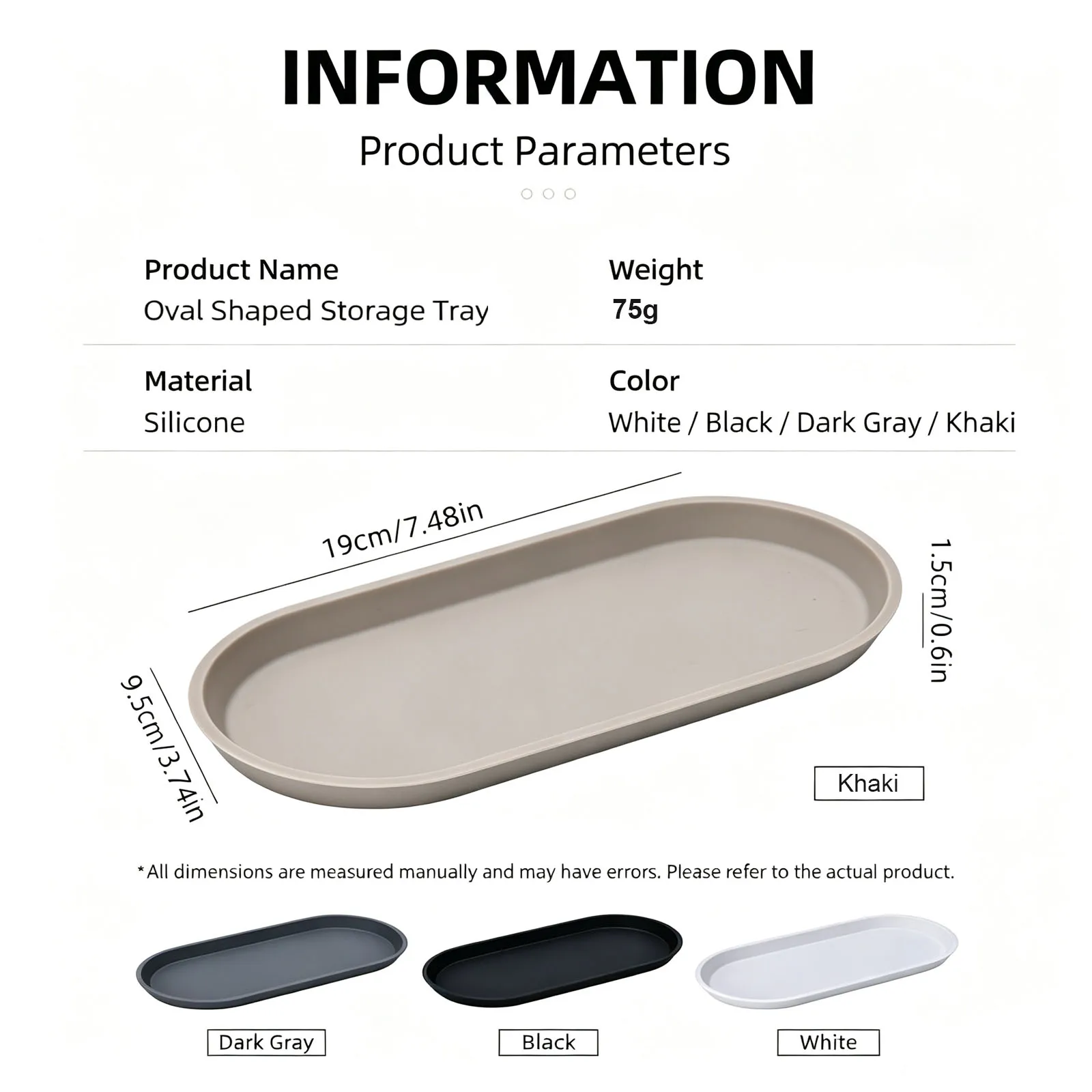 2PCS Storage Tray for Home Decor, Jewelry, Cosmetics, and Incense—Silicone Oval Scandinavian-Style Household Item Tray image 2