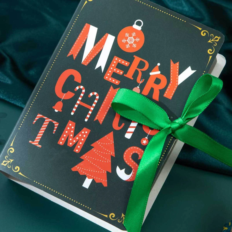 صناديق حلوى عيد الميلاد المجيد على شكل كتاب ، أكياس سانتا كلوز ، صندوق هدايا ، لوازم تزيين الحفلات ، صندوق بسكويت ، 5 * * #4