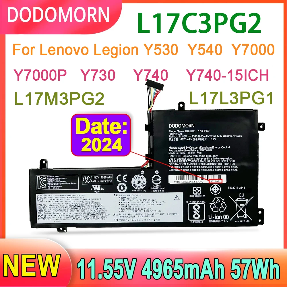 Imagem -01 - Dodomorn-peças de Reposição da Bateria do Portátil Lenovo Legion Y530 Y540 Y7000 Y730 Y740 L17m3pg2 L17s3pg1 L17m3pg3 57wh dodomorn pecas de reposicao da bateria do portatil lenovo legion y530 y540 y7000 y730 y740 l17m3pg2 l17s3pg1 l17m3pg3 57wh 01