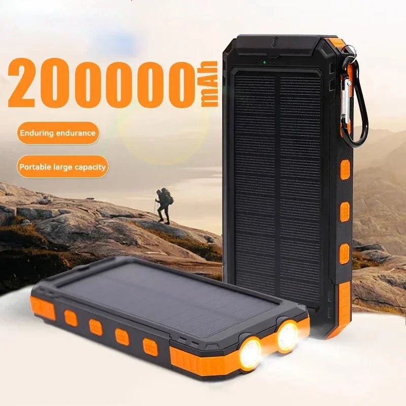 50000mAh Solar Power Bank Waterproof Portable Charger Digital Display External Battery 2 USB LED for Xiaomi Samsung IPhone