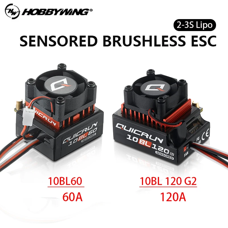 Original Hobbywing QUICRUN Sensored 10BL120 G2 120A /10BL60 60A 2-3S Lipo Brushless ESC For 1/10 Car