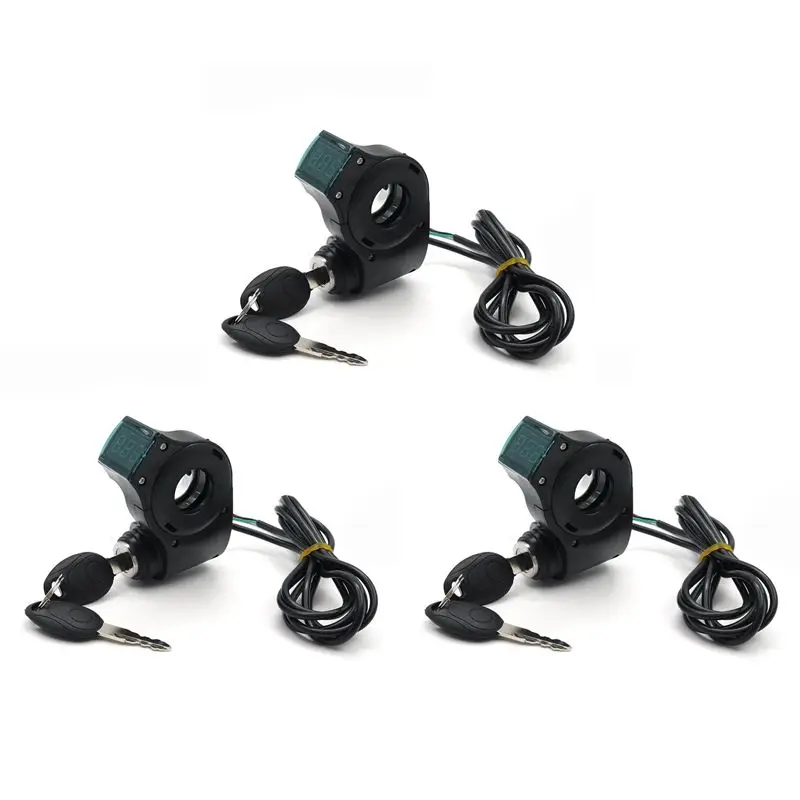 3X E-Bike Ignition Lock Key Thumb Throttle Voltmeter Digital Voltage Display Switch For KUGOO M365 Universal