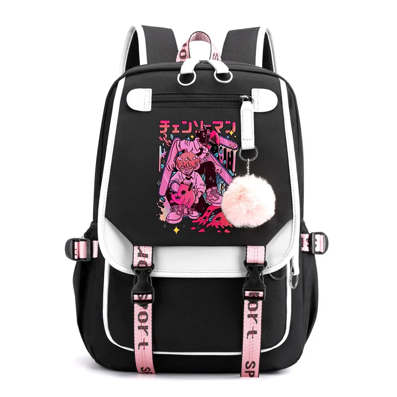 Ransel Anime Harajuku, ransel Laptop kapasitas besar, ransel ritsleting USB, ransel Anime jalanan remaja, ransel Anime Harajuku