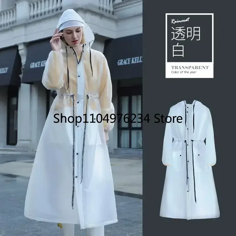معطف واق من المطر طويل شفاف من مادة PVC للبالغين - مقاوم للماء لحماية الجسم بالكامل للدراجات النارية والمشي لمسافات طويلة والمطر الثقيل ‌