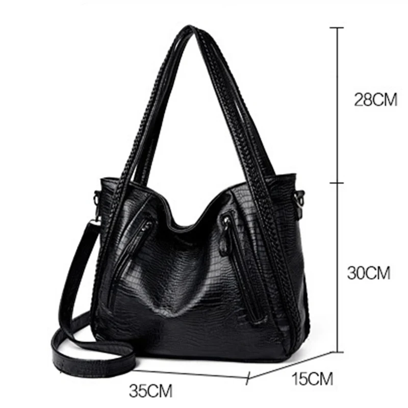 Female Retro Crocodile Daily Totes Messenger Handbags Women Large Capacity Handbags Women PU Shoulder Messenger Bag