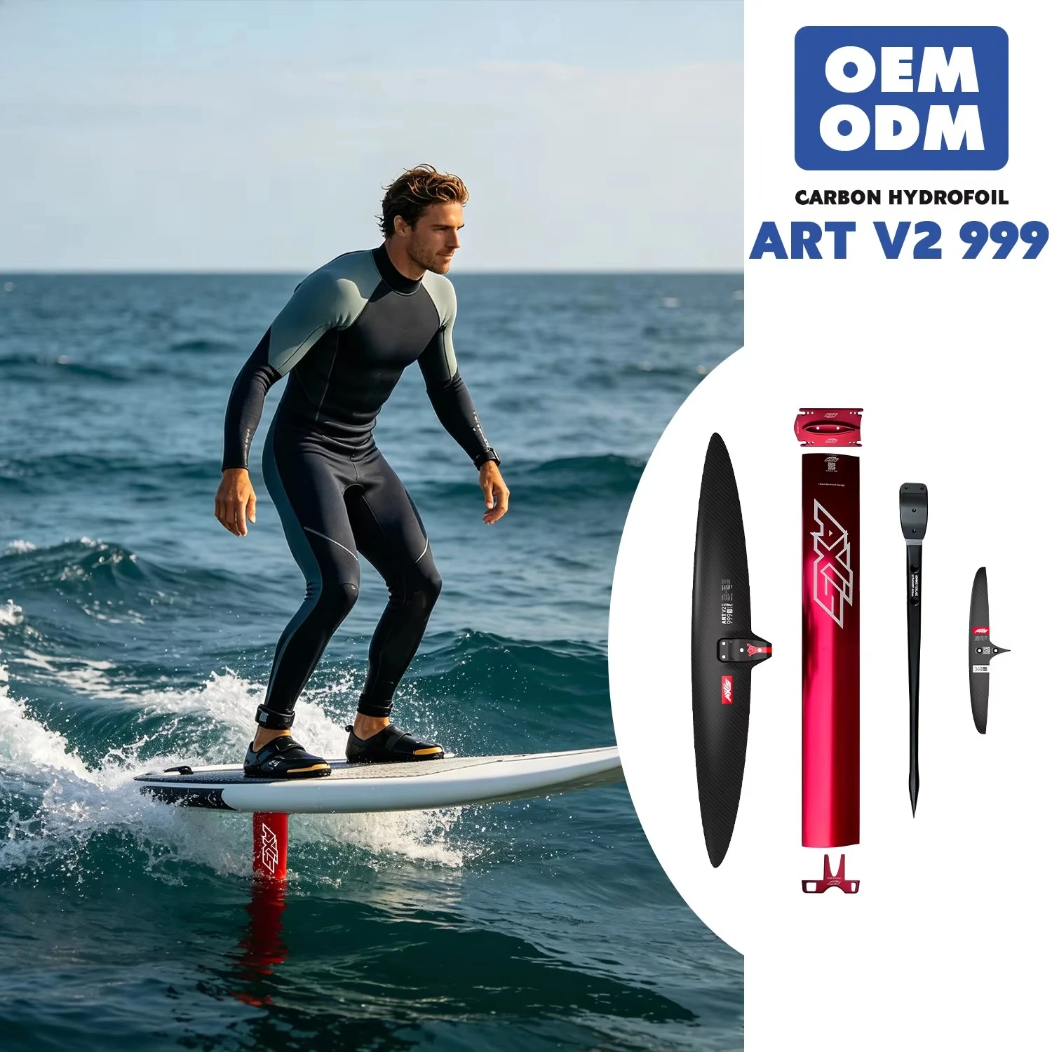 High Aspect Wing ART V2 999 Carbon Front Wing Fast Glide Smooth Carving Stable Control Freeride Wave Performance