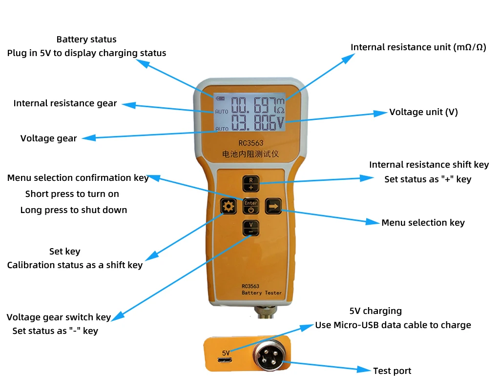 Imagem -05 - Bateria Resistência Interna Tester Chumbo de Alta Precisão Lítio Níquel Cromo Rc3563
