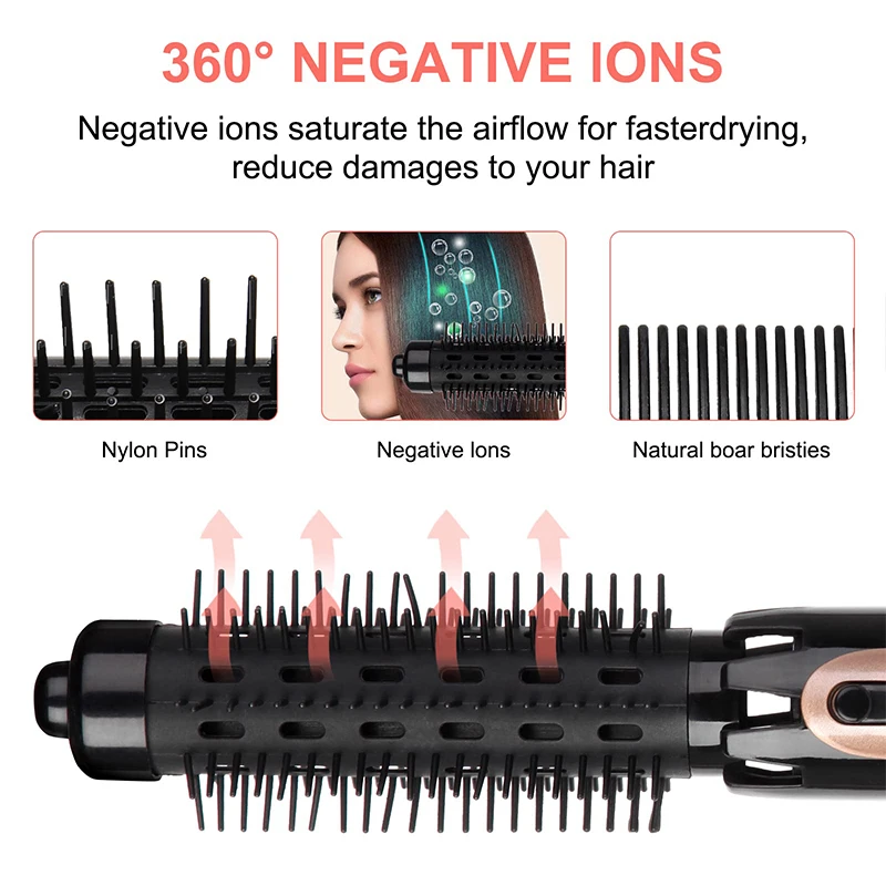 Portable Electric Hot Air Comb 4-In-1 Hot Air Comb One-Step Hair Dryer And Curling Iron Fast Straightener Hot Air Comb